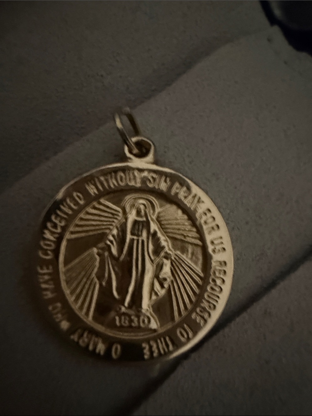 Genuine solid gold 14 karat gold pendant Catholic Mary